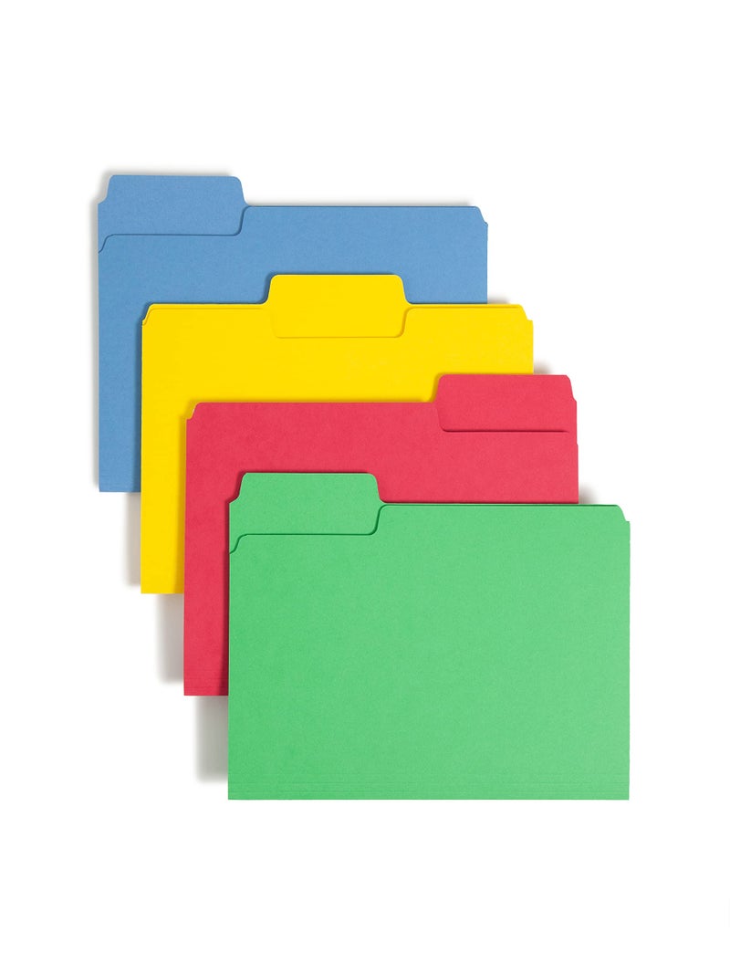 Smead SuperTab Heavyweight File Folder, Oversized 1/3-Cut Tab, Letter Size, Assorted Primary Colors, 50 per Box (10410) - Image 1